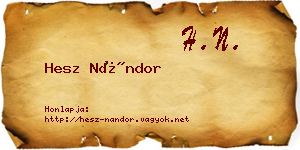Hesz Nándor névjegykártya